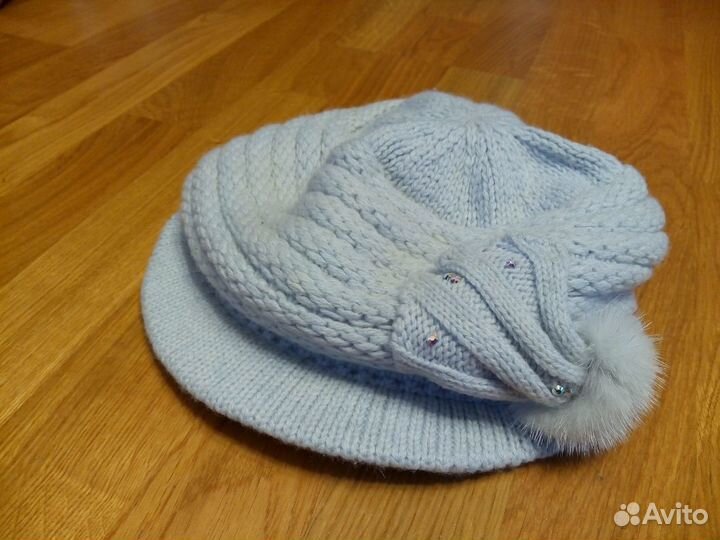 Шапка-кепка вязаная теплая