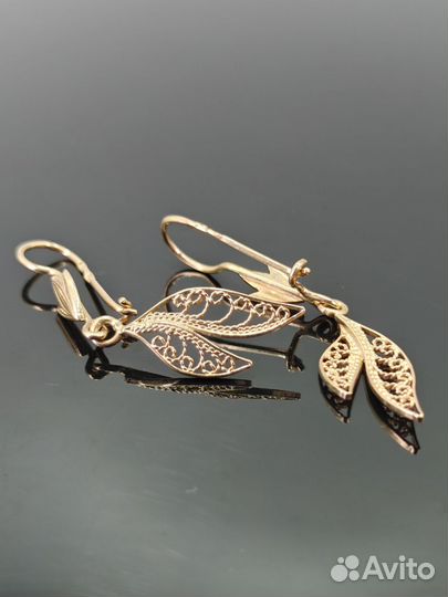 Советские золотые серьги СССР 585