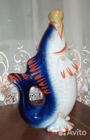 Фарфор. Рыбья семейка. Графин + стопки