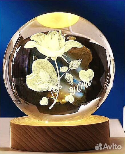 Светильник ночник Хрустальные 3D Шары 8см LED