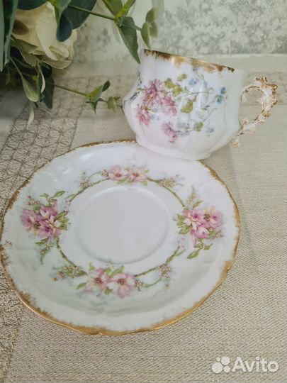 Старинная чашка с блюдцем. Limoges