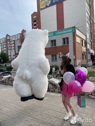 Большой белый медведь Ростовая кукла поздравление