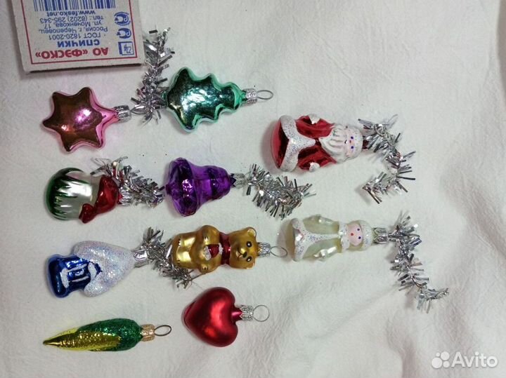 Елочные игрушки 10 шт стекло маленькие
