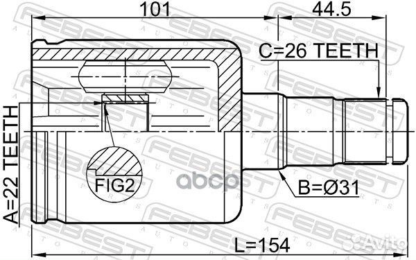 ШРУС внутренний левый 22X31X26 VW golf III 93