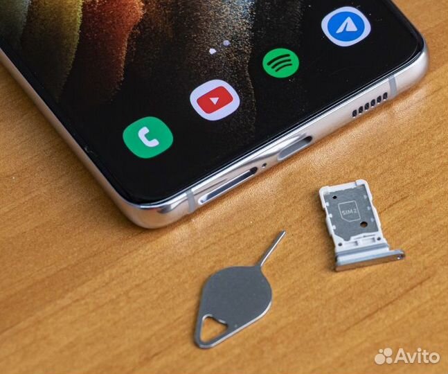 Лоток симкарты Samsung S21 Ultra серебристый