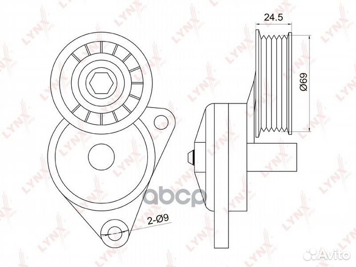 Натяжитель поликл. ремня с роликом PT-3011 lynx