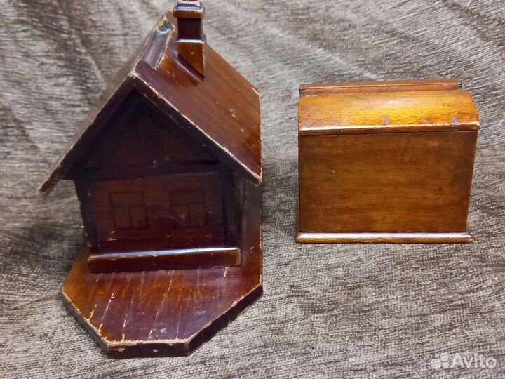 Старинный деревянный домик, 2 сигаретницы до 1917г