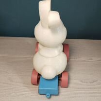 Белый заяц колеса каталка игрушка СССР