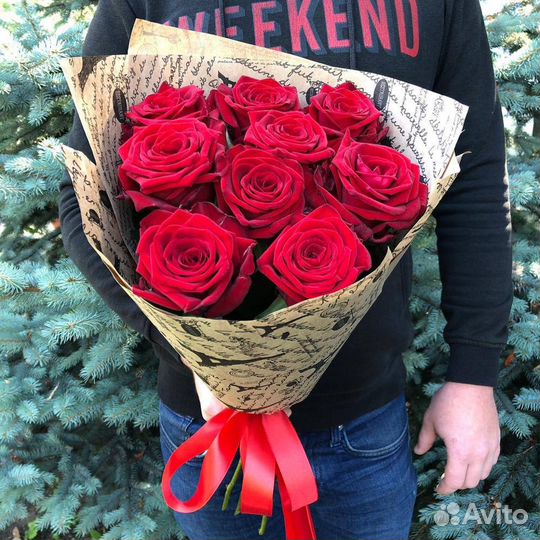 Розы 9 штук 70 см