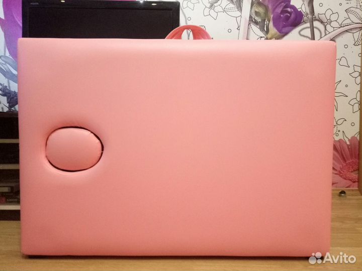 Кушетка складная с регулируемыми ножками розовая