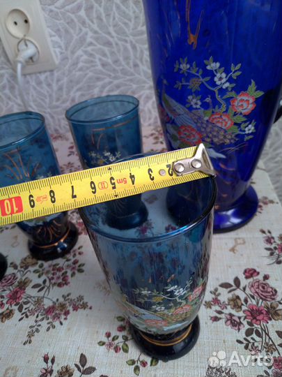 Кувшин стаканы синее стекло