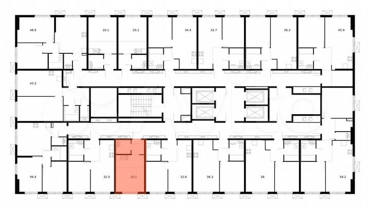 Квартира-студия, 20,1 м², 27/33 эт.