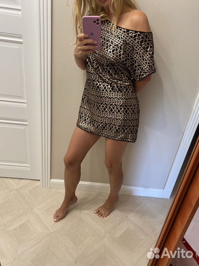 Платье расшитое пайетками hm мини S М