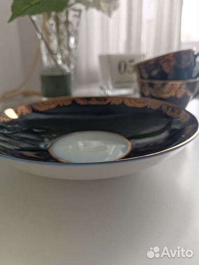 Блюдо тарелка СССР сухарница лфз кобальт