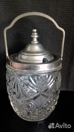 Бисквитница.Хрусталь+метал. Старая