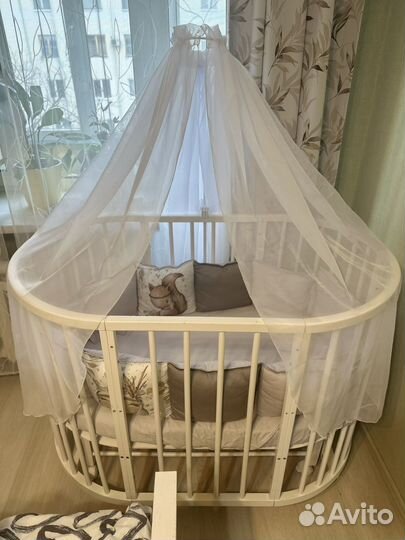 Детская кроватка трансформер овальная