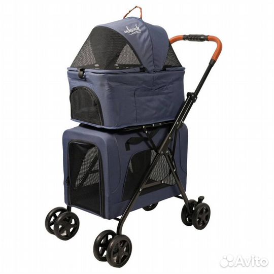 Двойная коляска для животных до 10 кг, голубая