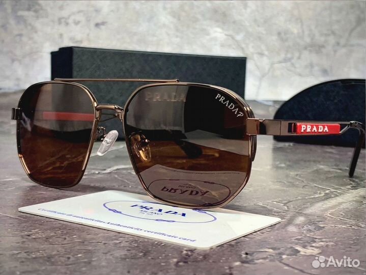 Очки Prada Aviator коричневые