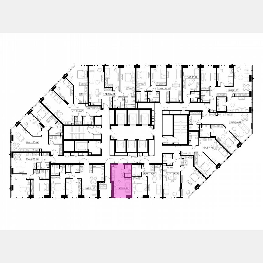 Квартира-студия, 22,9 м², 24/55 эт.