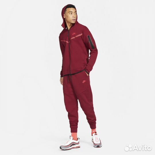 Штаны мужские Nike Tech Fleece бордовые размер S