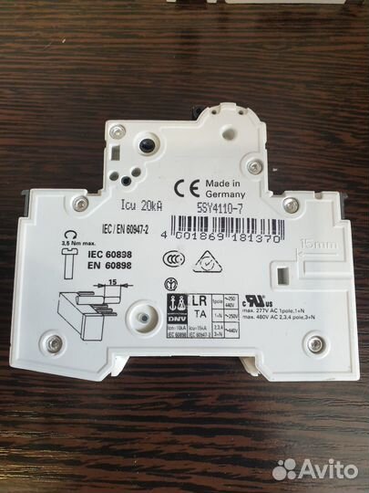 Авт. выкл. Siemens 5SY4110-7, 1П, 10А, 10кА, C