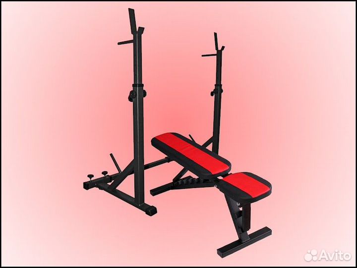 Наклонная скамья со стойками для штанги комплект