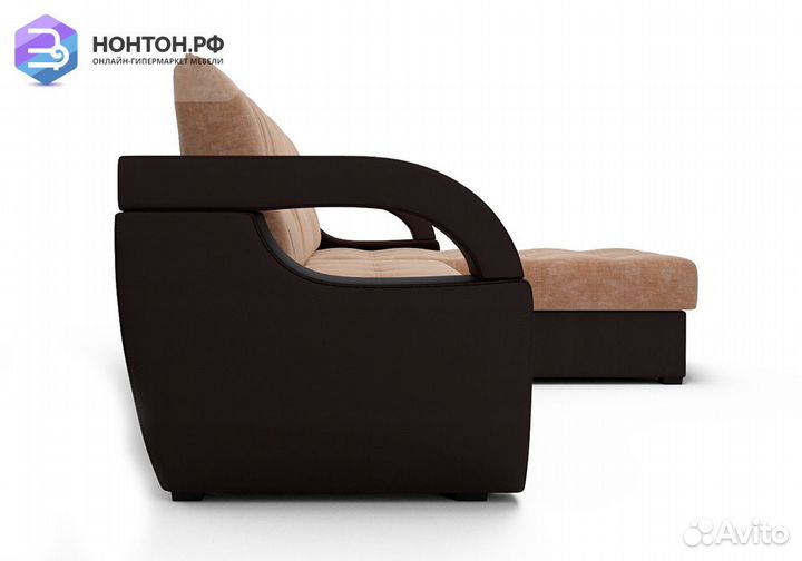 Угловой диван дельфин Мартин микровелюр бежевый