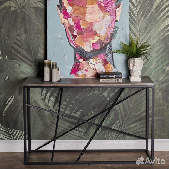 Консоль в прихожую серого цвета лофт