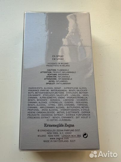 Туалетная вода Uomo, Ermenegildo Zegna