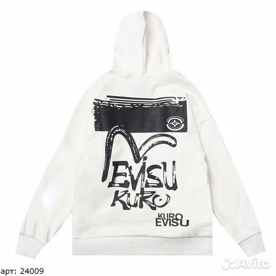 Худи Evisu hand draw белое