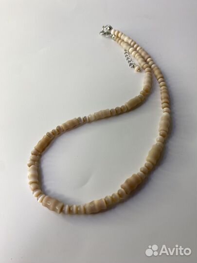 Бежевые бусы кошачий глаз 44 см