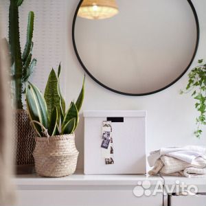 Tjena тьена Коробка с крышкой, белый, 32x35x32 см