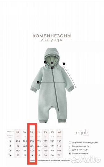 Комбинезон с начесом из футера 62-68 Mjolk