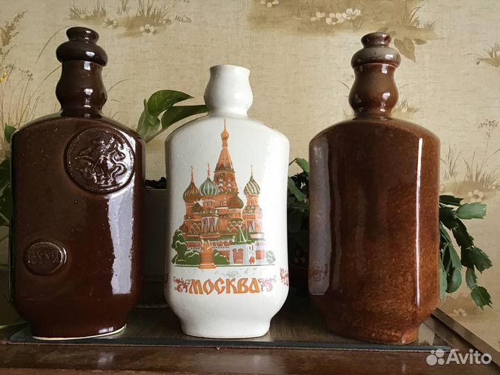 Керамический графин штоф коричневый с крышкой