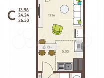 Квартира-студия, 26,5 м², 16/17 эт.