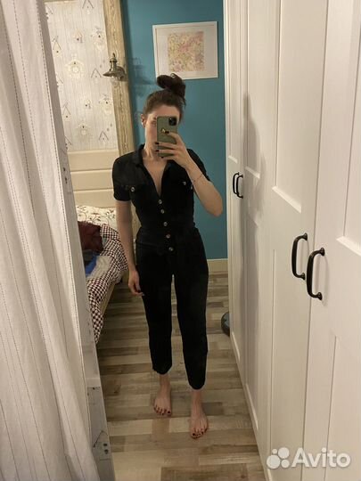 Черный новый трикотажный комбинезон H&M