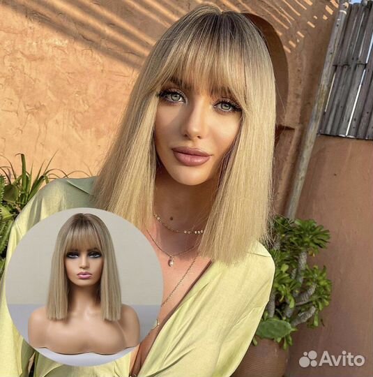Парик блонд прямой с челкой