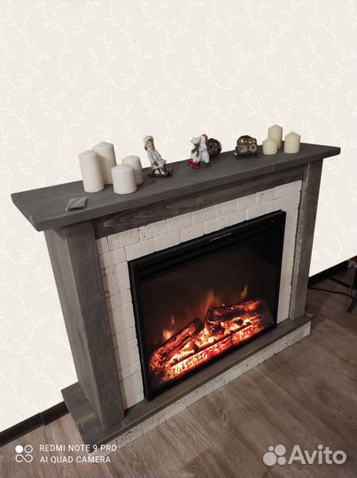 Камин электрический в портале натуральное дерево