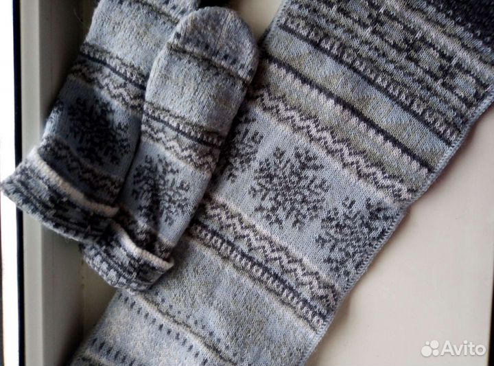 Комплект шапка, шарф, варежки