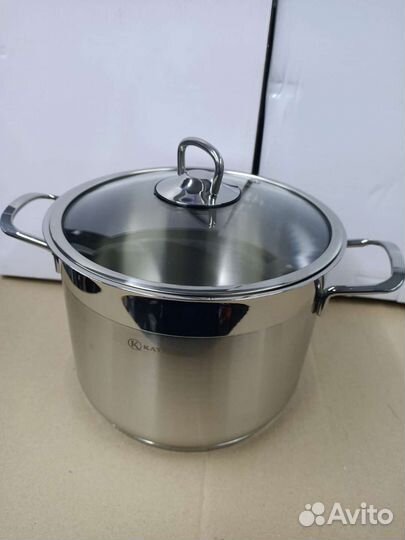 Кастрюля из нержавейки тяжёлая. Новая