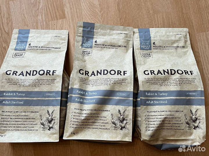 Grandorf стерилизованные кошки 2 кг кролик грандор