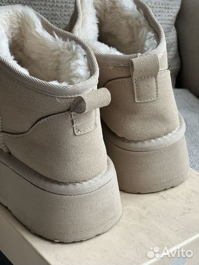 Угги ugg женские короткие на платформе 38 бежевые