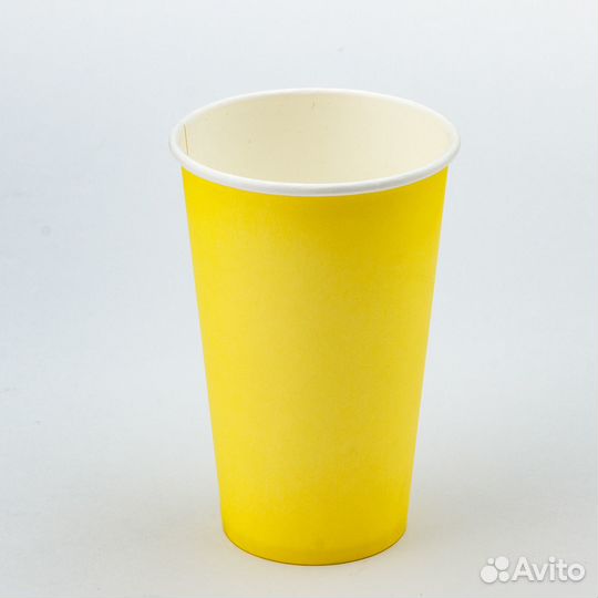 Стакан картонный 400мл 1-сл. желтый d90мм