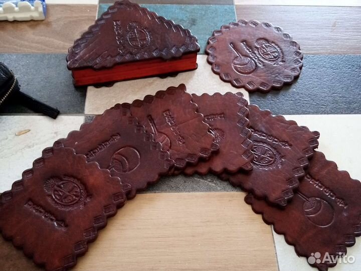 Подставка для бокалов. Кожа