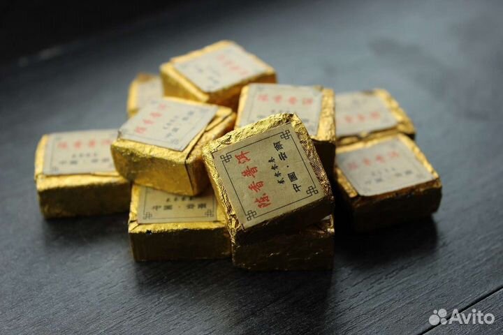 Чай Шу Пуэр мини-кубик (золотой квадрат) 2003г