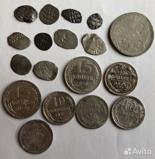 Монеты серебро, чешуя, билон