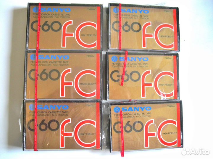 Редкие аудиокассеты sanyo, новые, 6 штук