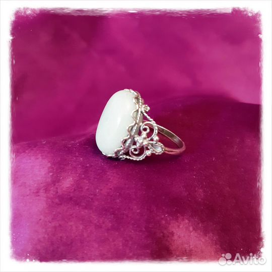 Серьги + кольцо с нефритом