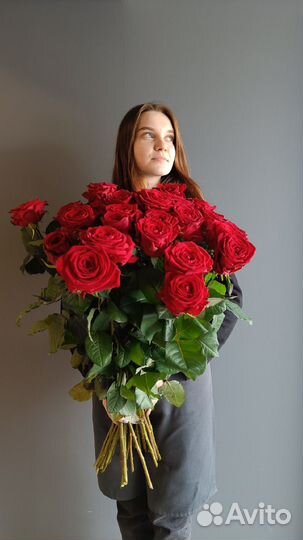 Букет красных роз 80 см