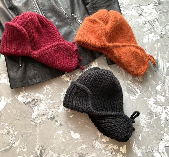 Шапка ушанка женская из пуха норки мохера